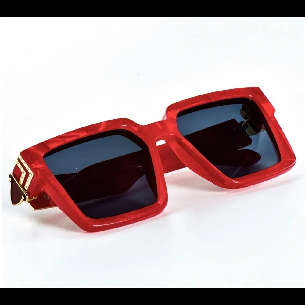 Women Men Sunglasses Red Frame Luxury‎ Square New Model Stylish Thick Shades Hot
